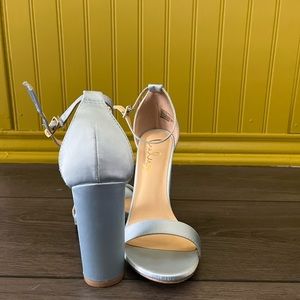 Lulus Taylor Baby Blue Satin Ankle Strap Heels